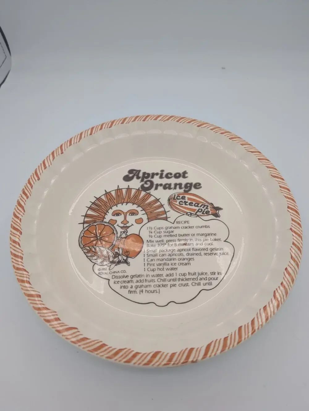 Royal China Country Harvest Apricot Orange Ice Cream Pie Recipe Plate